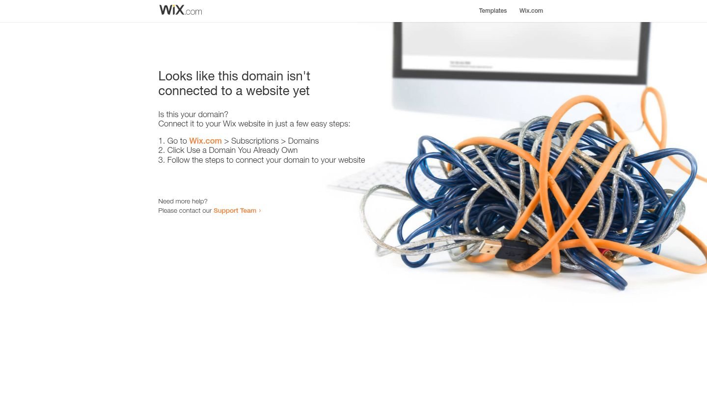 Current domain status showing Wix placeholder page